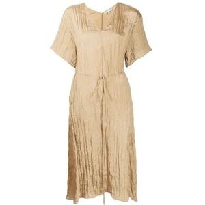 Vince Textured V-Neck Dress Sun Khaki Gold Size XL (NWT)